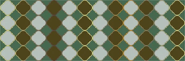 Glänzendes Funkelndes Muster Vintage Geo Spalier Vip Arabesque Mosaic Vierblättrige — Stockvektor