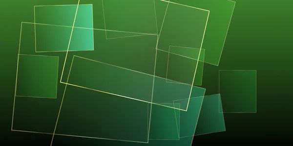 Couverture Entreprise Verte Avec Des Formes Bannière Carrés Polygonaux Abstraits — Image vectorielle