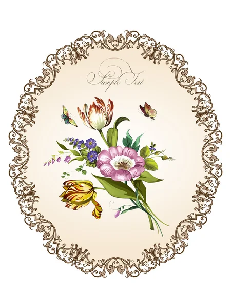 Güzel çiçekler ile Vintage kartpostal.