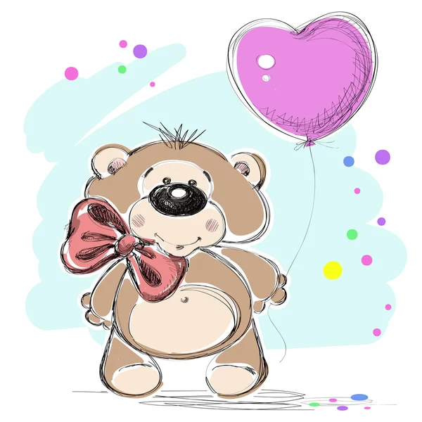 Nice little bear with a balloon. Vector illustration. — Stock Vector