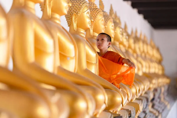 Asyalı Genç Keşiş Wat Phutthai Sawan Tapınağı Ayutthaya Tayland Daki — Stok fotoğraf