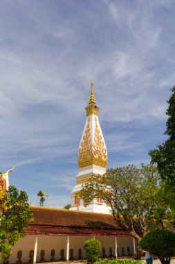 Beautiful white pagoda at Wat Phra That Phanom Temple, Nakhon Phanom Province, Thailand
