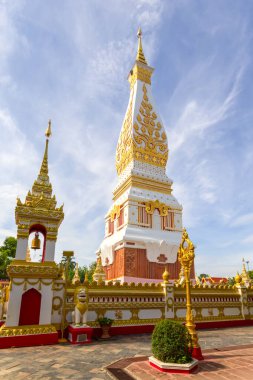 Beautiful white pagoda at Wat Phra That Phanom Temple, Nakhon Phanom Province, Thailand