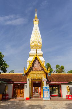 Beautiful white pagoda at Wat Phra That Phanom Temple, Nakhon Phanom Province, Thailand