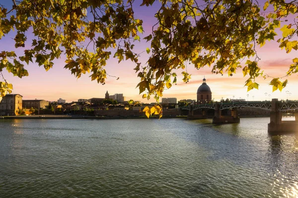 Puente Saint Pierre Que Refleja Río Garona Cúpula Tumba Toulouse — Foto de Stock