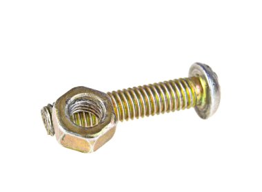 Eski cıvata ve vida-somun beyaz arka plan üzerinde izole