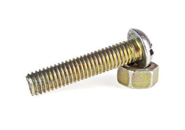 Eski cıvata ve vida-somun beyaz arka plan üzerinde izole