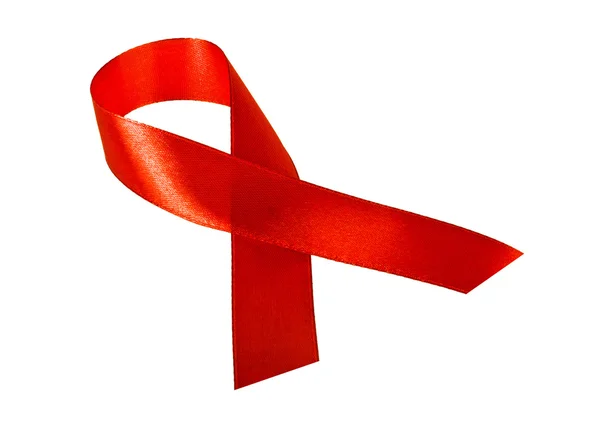 Aids awareness red ribbon isolated on white background — Stock Photo, Image