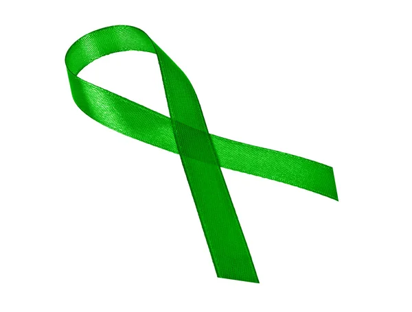 Gröna awareness ribbon isolerad på en vit bakgrund — Stockfoto