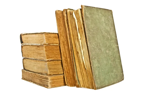 Стопка старых книг на белом фоне — стоковое фото