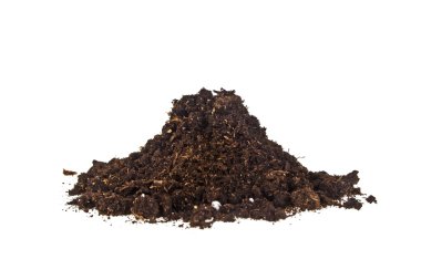 Beyaz arka plan üzerinde izole toprak humus yığın yığını