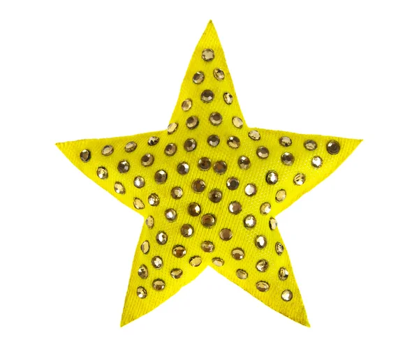 Жовту зірку з стразами на білому тлі — стокове фото
