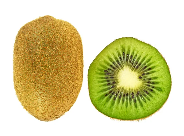 Kiwi fruit and slice isolated on white background — Stock Photo, Image