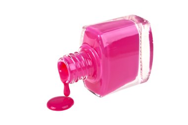 Beyaz arka planda pembe tırnak cilası