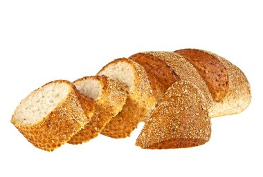 Buğday ekmek ve beyaz zemin üzerine dilimler