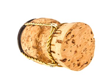 Şampanya şişe beyaz bir arka plan üzerinde izole cork