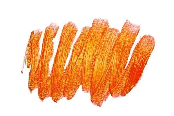 Acidente vascular cerebral de batom de cor laranja no fundo branco — Fotografia de Stock