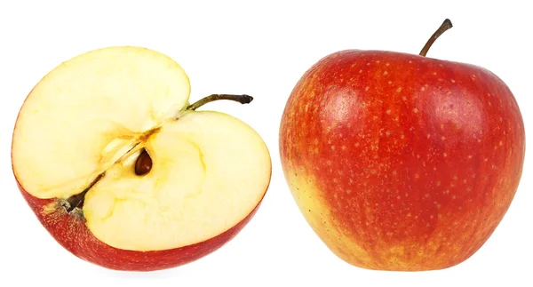 Manzana y media sobre fondo blanco — Foto de Stock