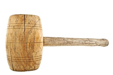 Beyaz bir arka plan üzerinde izole klasik ahşap çekiç