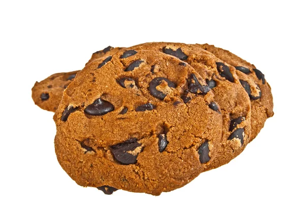Choklad chip cookies isolerade på vit bakgrund — Stockfoto