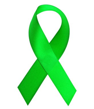 Beyaz bir arka plan üzerinde izole yeşil farkındalık şerit