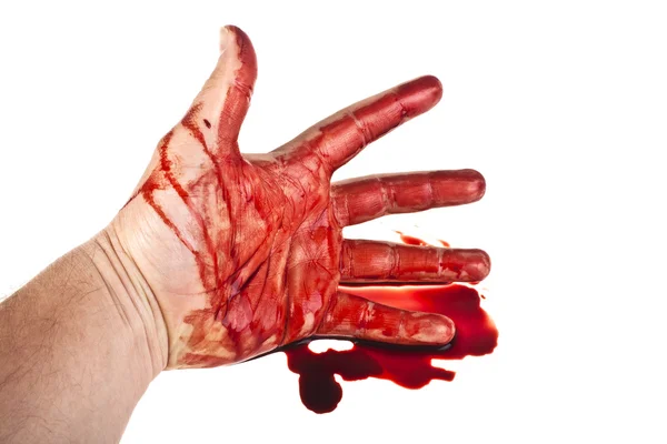 Mano en sangre sobre fondo blanco —  Fotos de Stock