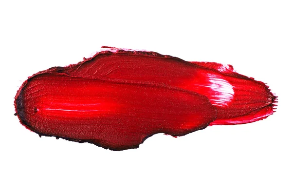 白い背景の赤い色の口紅ストローク — ストック写真
