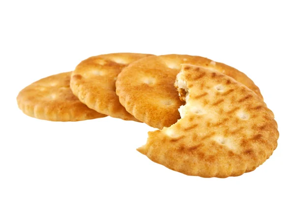 Biscotti Cracker isolati su sfondo bianco — Foto Stock