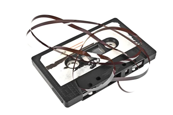 Närbild på vintage ljud tapekassetten isolerad på en vit baksida — Stockfoto