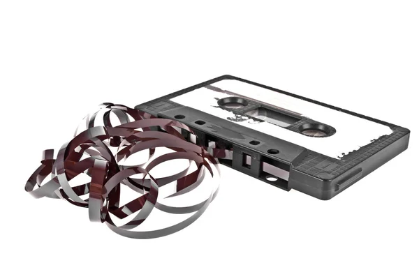 Close up of vintage audio tape cassette isolated on a white back — Stock Photo, Image