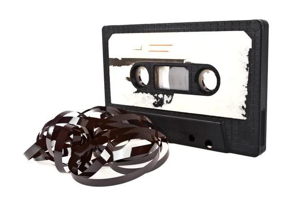 Beyaz arkasında izole vintage ses teyp kaseti, yakın çekim — Stok fotoğraf