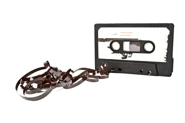 Primer plano de casete de cinta de audio vintage aislado en una espalda blanca —  Fotos de Stock