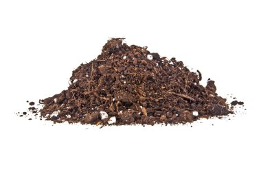 Beyaz arka plan üzerinde izole toprak humus yığın yığını