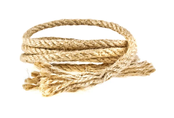 Rolo de corda isolado no fundo branco — Fotografia de Stock