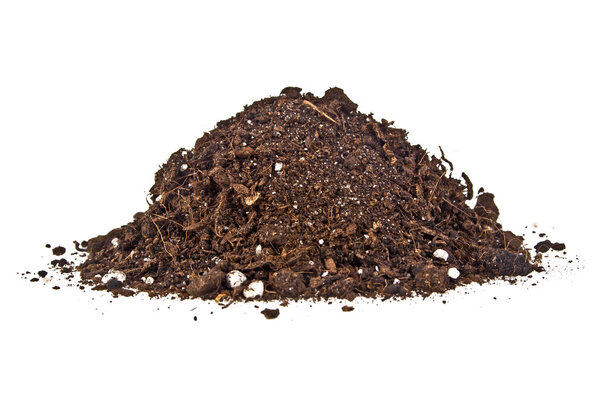 Pile heap of soil humus isolated on white background