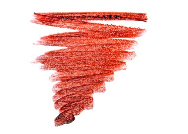 Beyaz zemin üzerine kırmızı renk ruj konturu