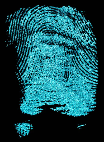 Fingerprint Ultraviolet Lamp Fingerprint Black Background Concept Crime Scene — Stock Photo, Image