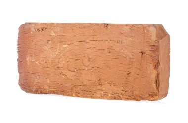 Beyaz arka planda izole edilmiş eski kahverengi tuğla yakın plan