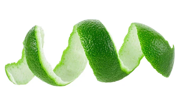 Lime Fruit Peel Isolated White Background Skin Fresh Lime — Stock Photo, Image