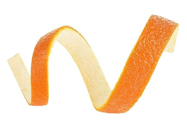 Narancs Zest Spirál Elszigetelt Fehér Háttérrel Vitamin Szépség Egészség Bőr — Stock Fotó