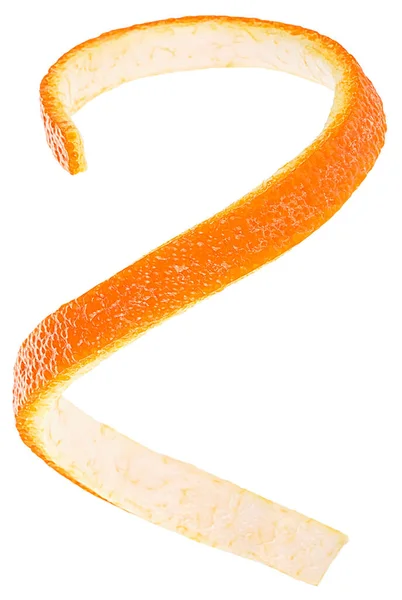 Skóra Pomarańczowa Odizolowana Białym Tle Widok Góry Cytron Spirala Owoców — Zdjęcie stockowe