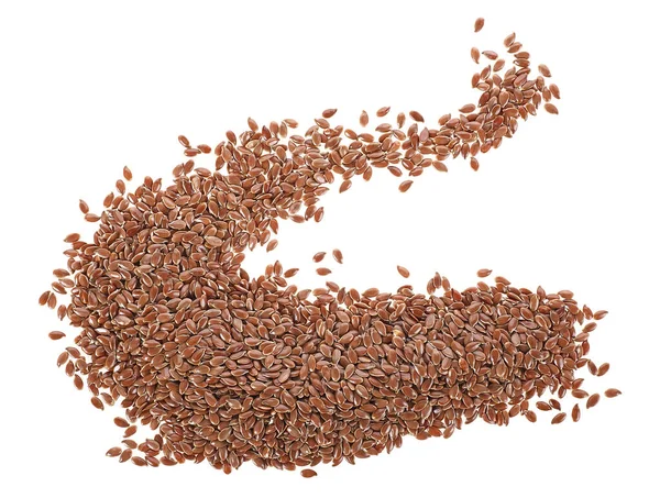 Brown Flax Seeds Isolated White Background Linseeds Heap Flax Seeds — Stock Photo, Image