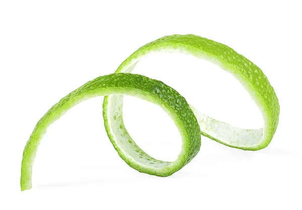 Fresh Lime Peel Isolated White Background Healthy Food Curly Lime — Stock Photo, Image