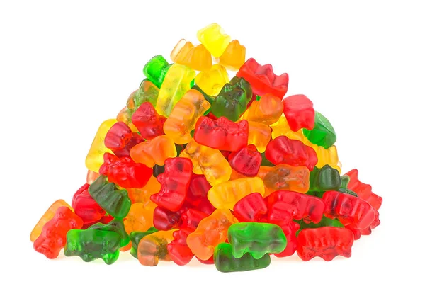 Close Delicious Colorful Gummy Bears Isolated White Background Pile Gummy — Stock Photo, Image