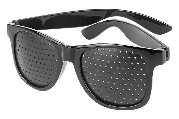 Óculos Perfurados Isolados Sobre Fundo Branco Óculos Especiais Com Furos — Fotografia de Stock