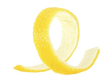 Kokteyl malzemesi. Beyaz arka planda izole edilmiş limon kabuğu. Citron.