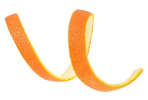 Εσπεριδοειδή Πορτοκαλί Σπειροειδές Γιλέκο Φλούδα Πορτοκαλιού Απομονωμένη Λευκό Φόντο Συστατικό — Φωτογραφία Αρχείου