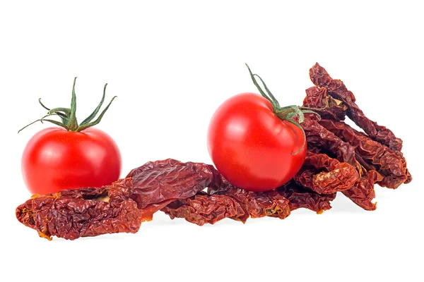 Fresh Dried Tomatoes Isolated White Background — Stock Photo, Image