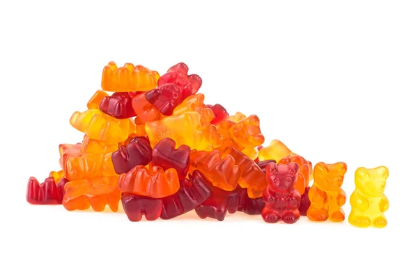 Heap Jelly Bears Gummy Bears Candies Isolated White Background Multicolored — Stock Photo, Image