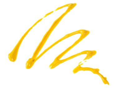 Beyaz arka planda izole edilmiş sarı hardal sosu. Baharatlı hardal sosu..